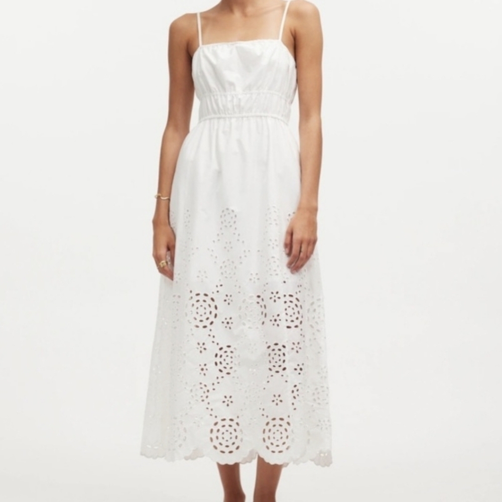 Madewell Embroidered Eyelet Tank Dress in Poplin - Size 6